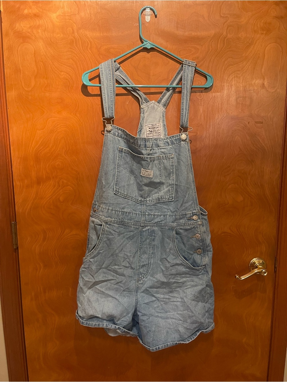 Levi Denim Short Overalls - Light Blue